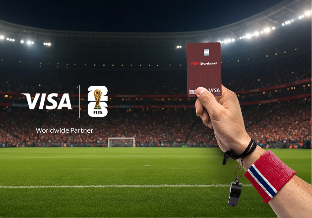 Illustrasjonsbilde av Storebrand debetkort til VM kampanje