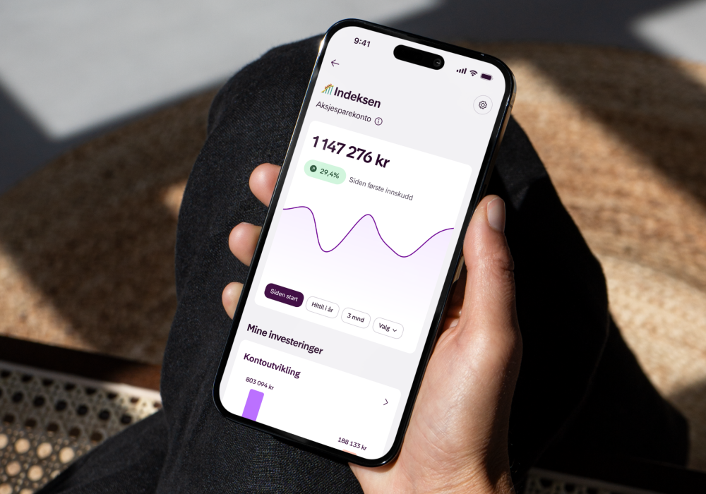 Illustrasjonsfoto av mobil inne på Kron investeringsappen