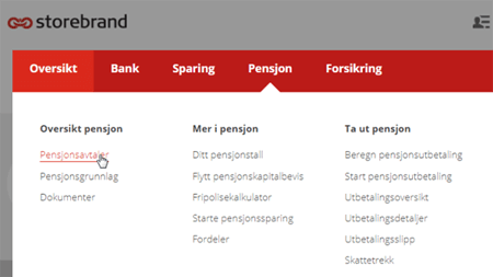 Skjermdump pensjonsavtaler