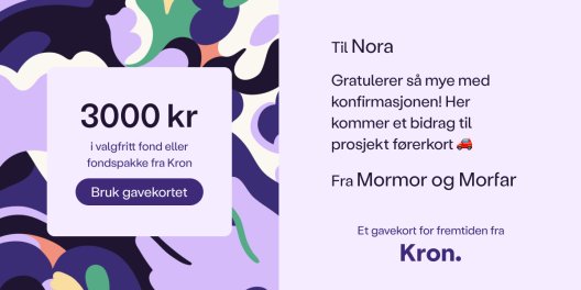 Gavekort til konfirmasjon med Kron-appen Gavekort til konfirmasjon med Kron-appen
